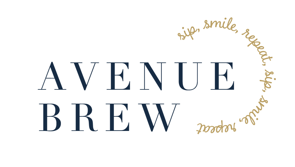 Avenue Brew artisan coffee bar logo — sip, smile, repeat